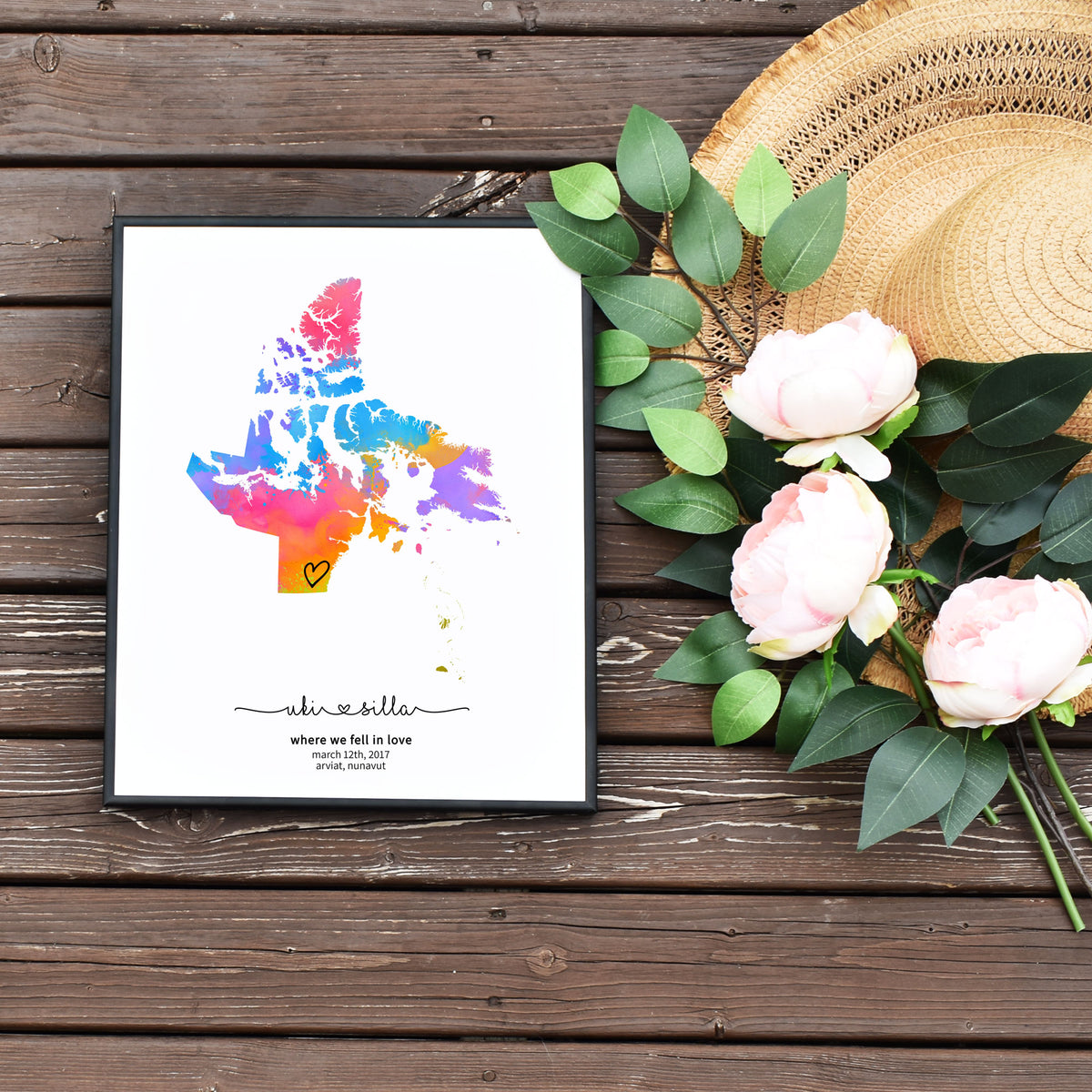 Rainbow Editable Nunavut Map Template by Playful Pixie Studio