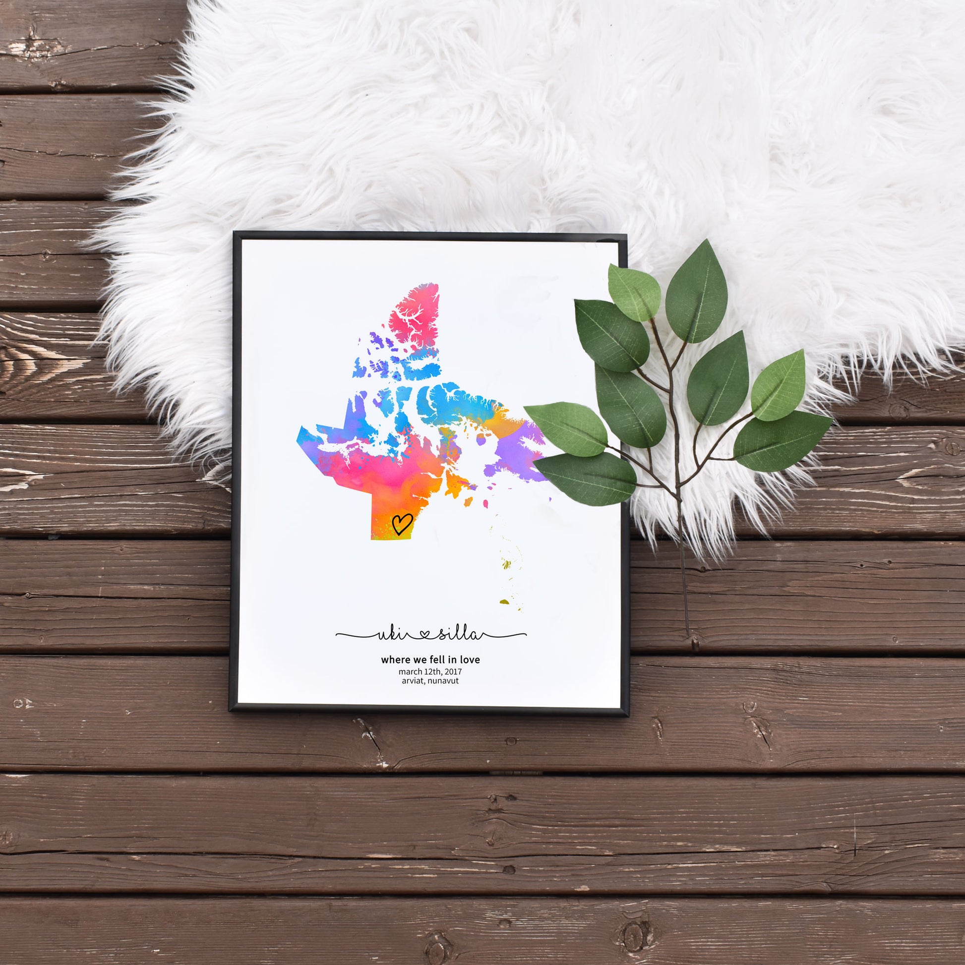 Quick Edit Yourself Rainbow Nunavut Map Last Minute Personalized Gift for For