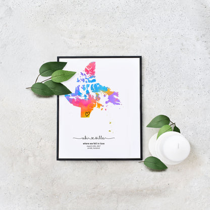 Easy Self Editable Where We Fell in Love Nunavut Map Personalized Anniversary Gift