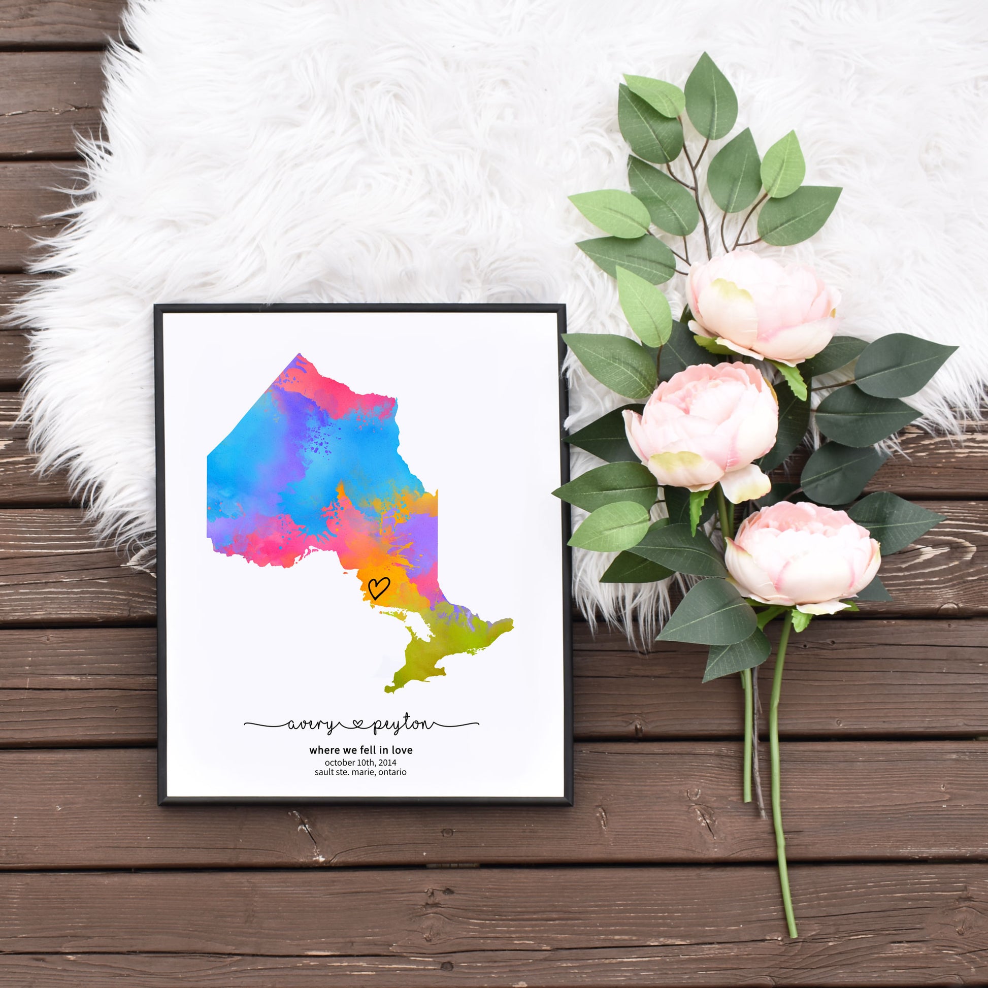 Quick Edit Yourself Where We Fell In Love Map of Ontario Personalized Gift for Her
