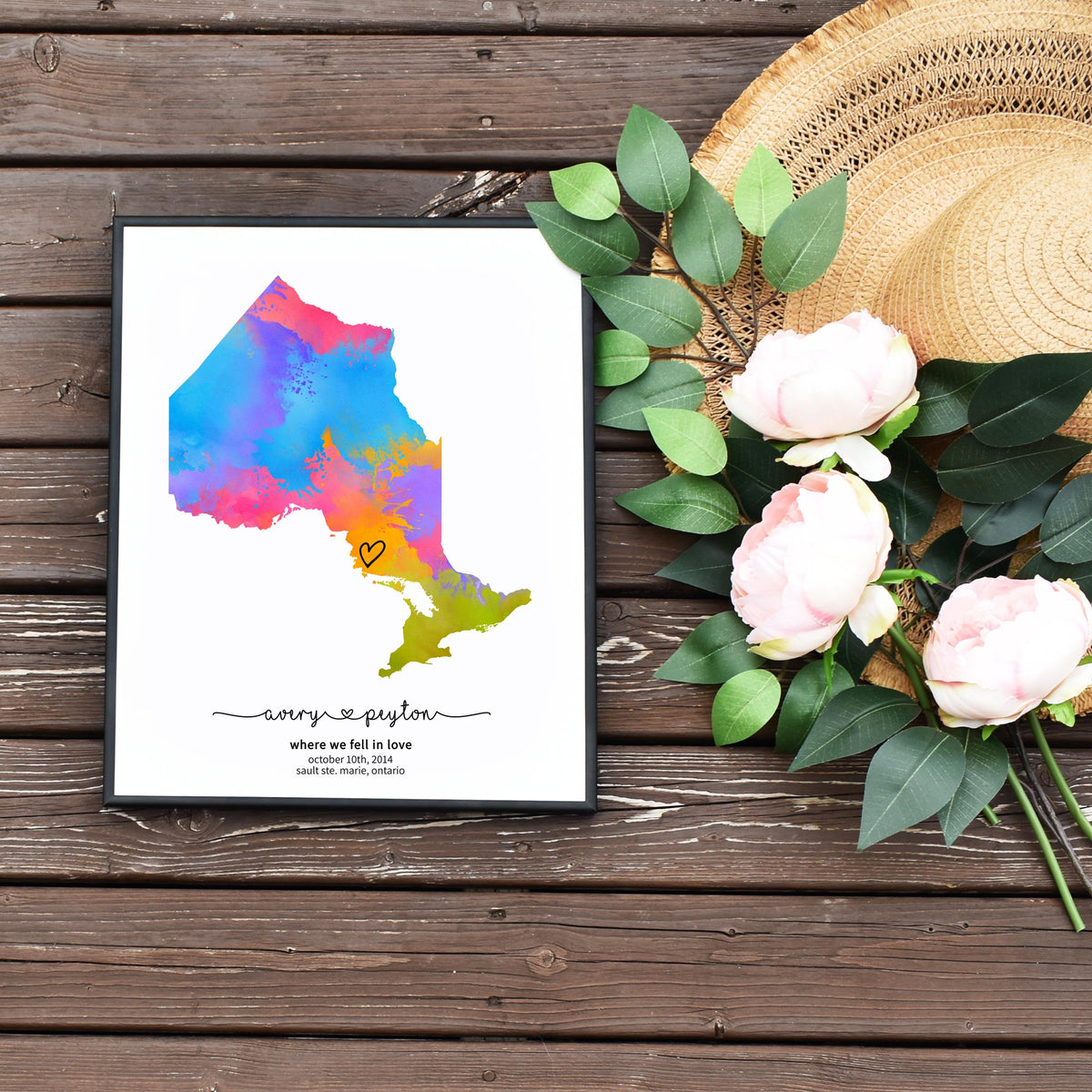 Editable Rainbow Ontario Milestone Map Budget Friendly Wedding Gift