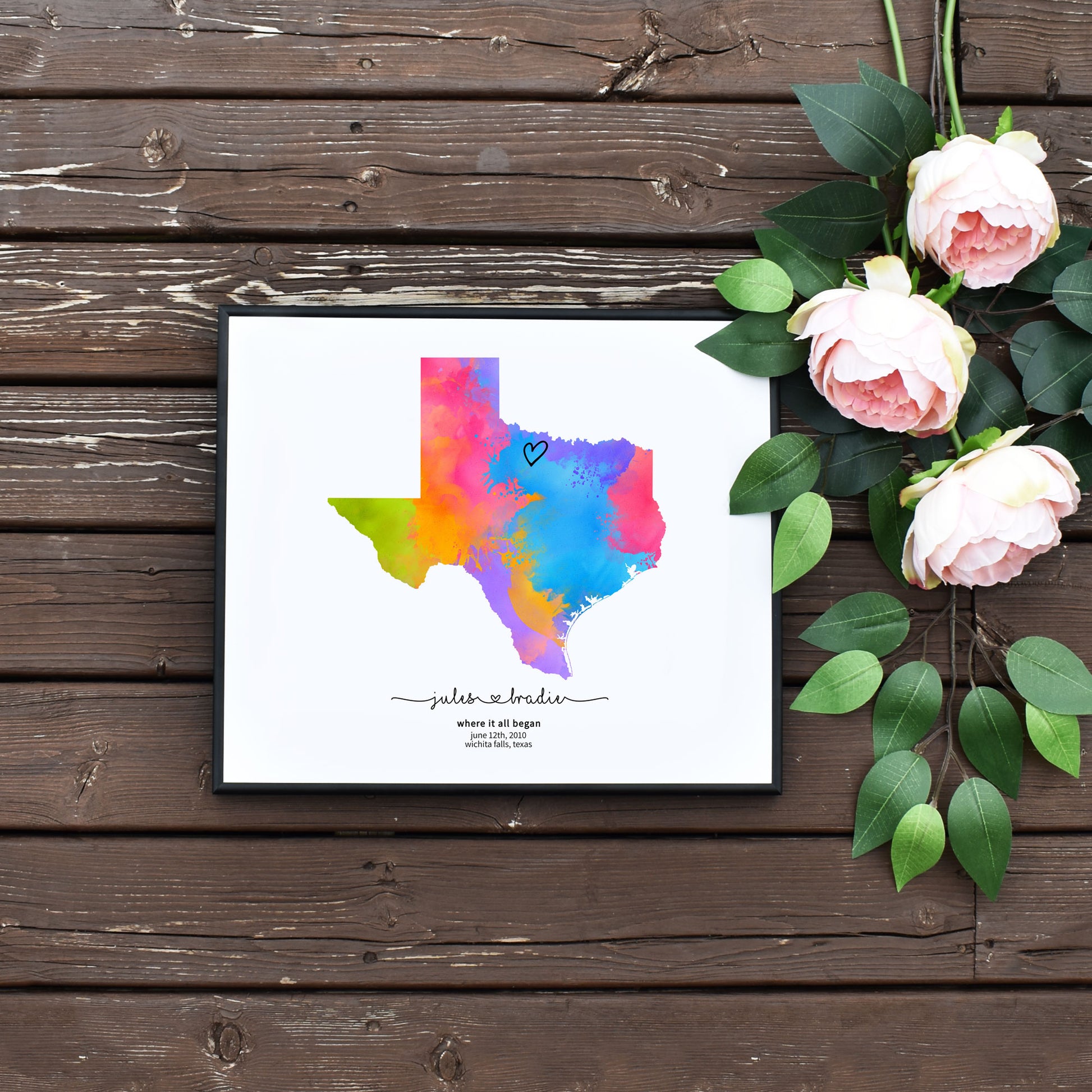Easy Edit Yourself Where It All Began Milestone Map of Texas Engagement Gift