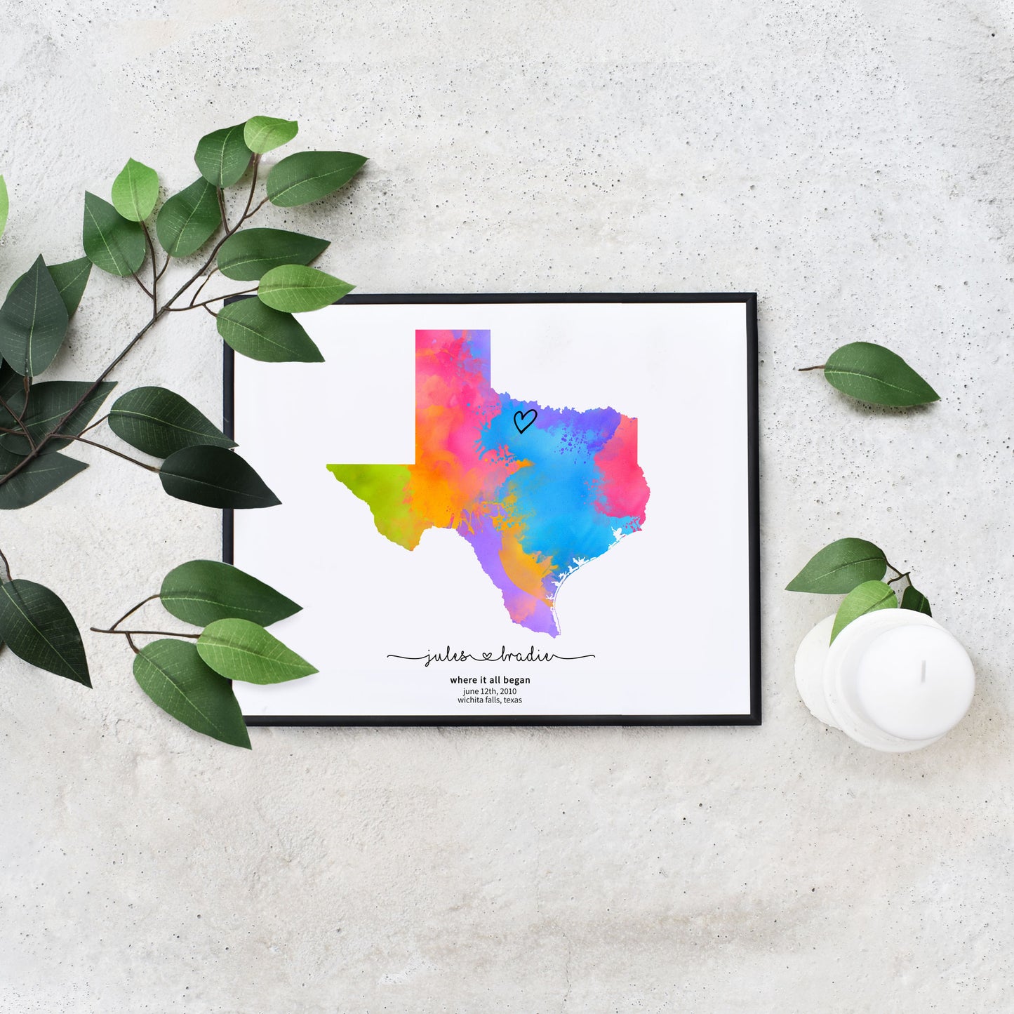 Quick Editable Rainbow Texas Milestone Map Template by Playful Pixie Studio