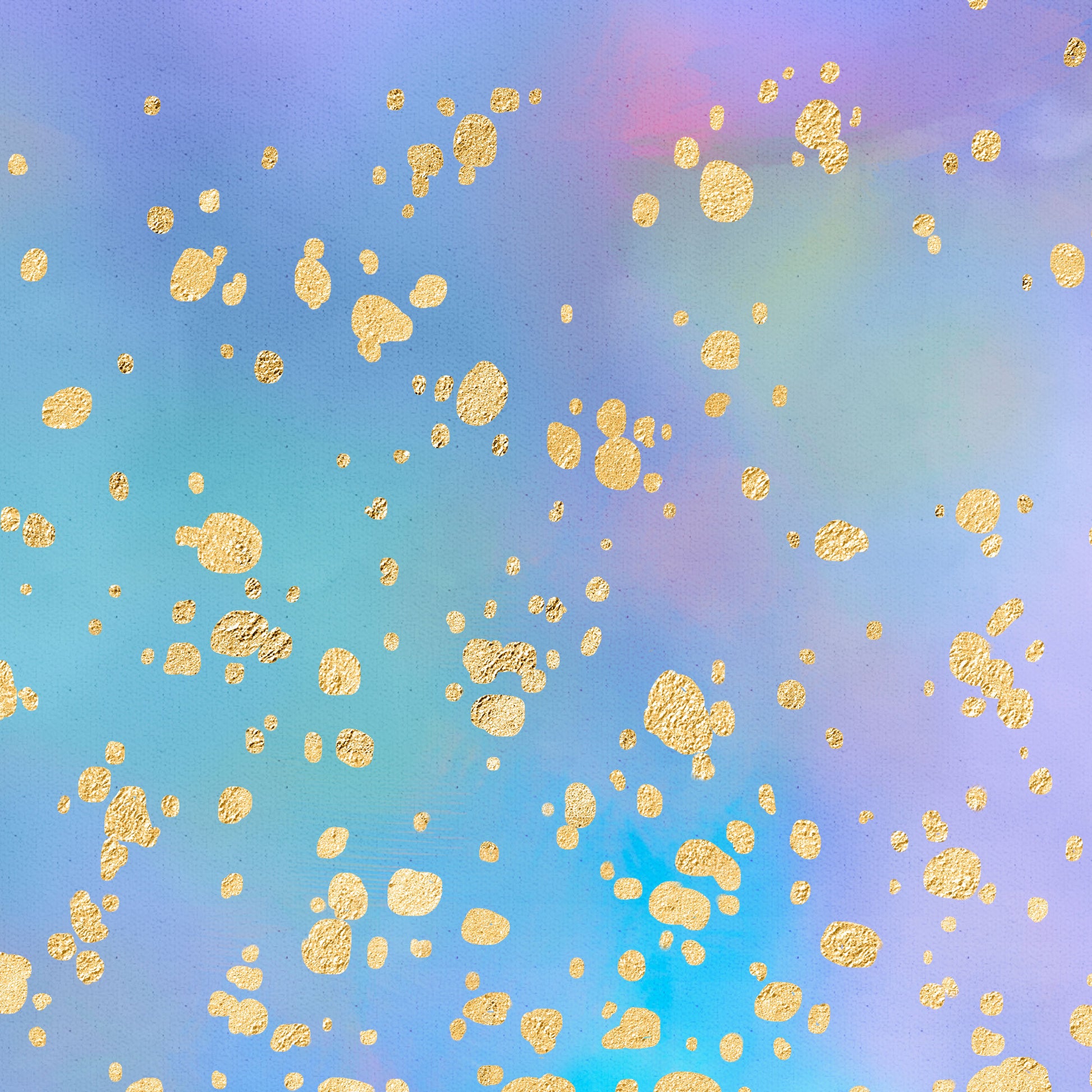 Rainbow Blue and Gold Splatter Up close
