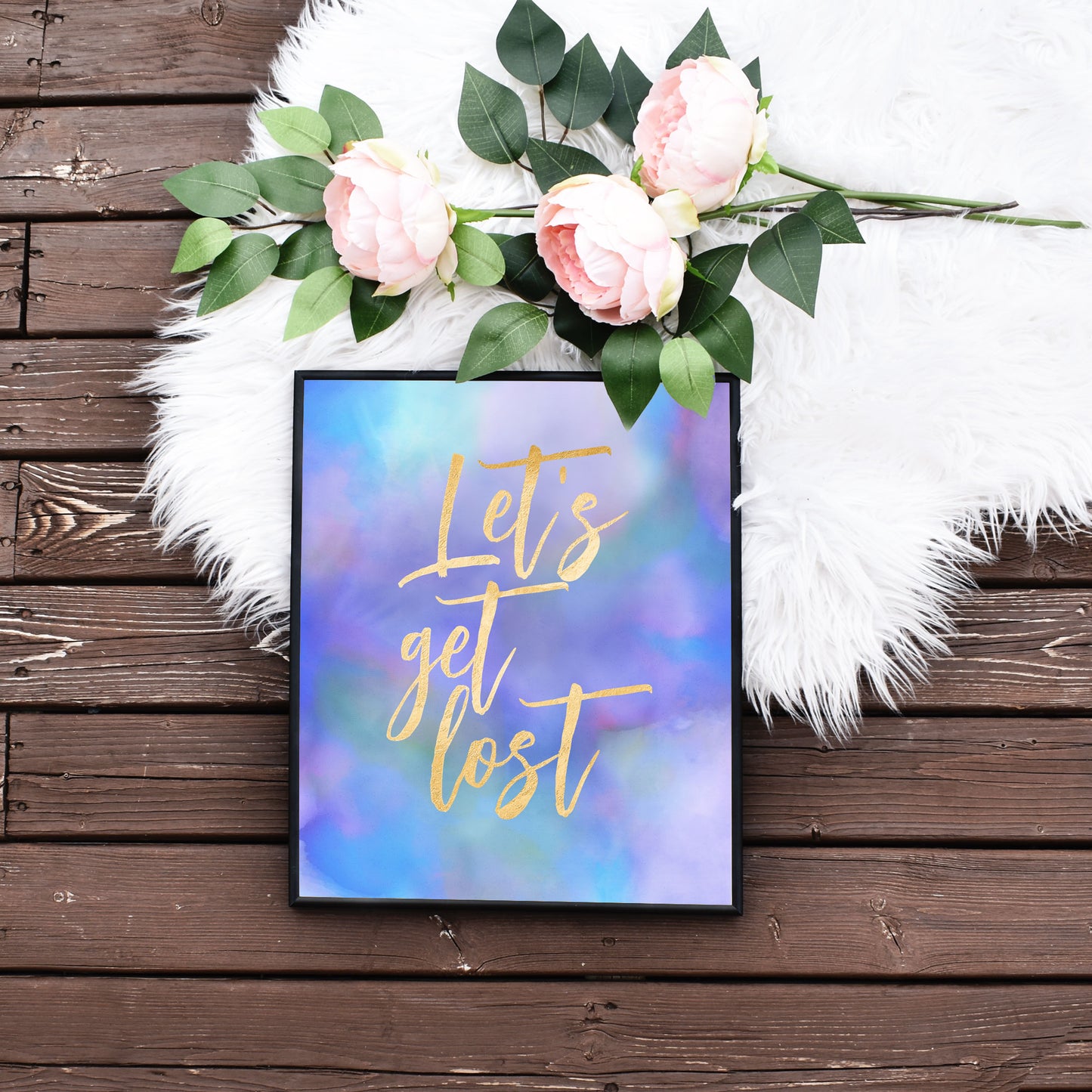 Blue and Gold Let's Get Lost Printable by Playful Pixie Studio