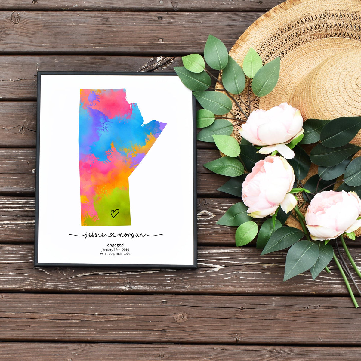 DIY Edit Yourself Manitoba Engagement Map Last Minute Wedding Gift on a Budget