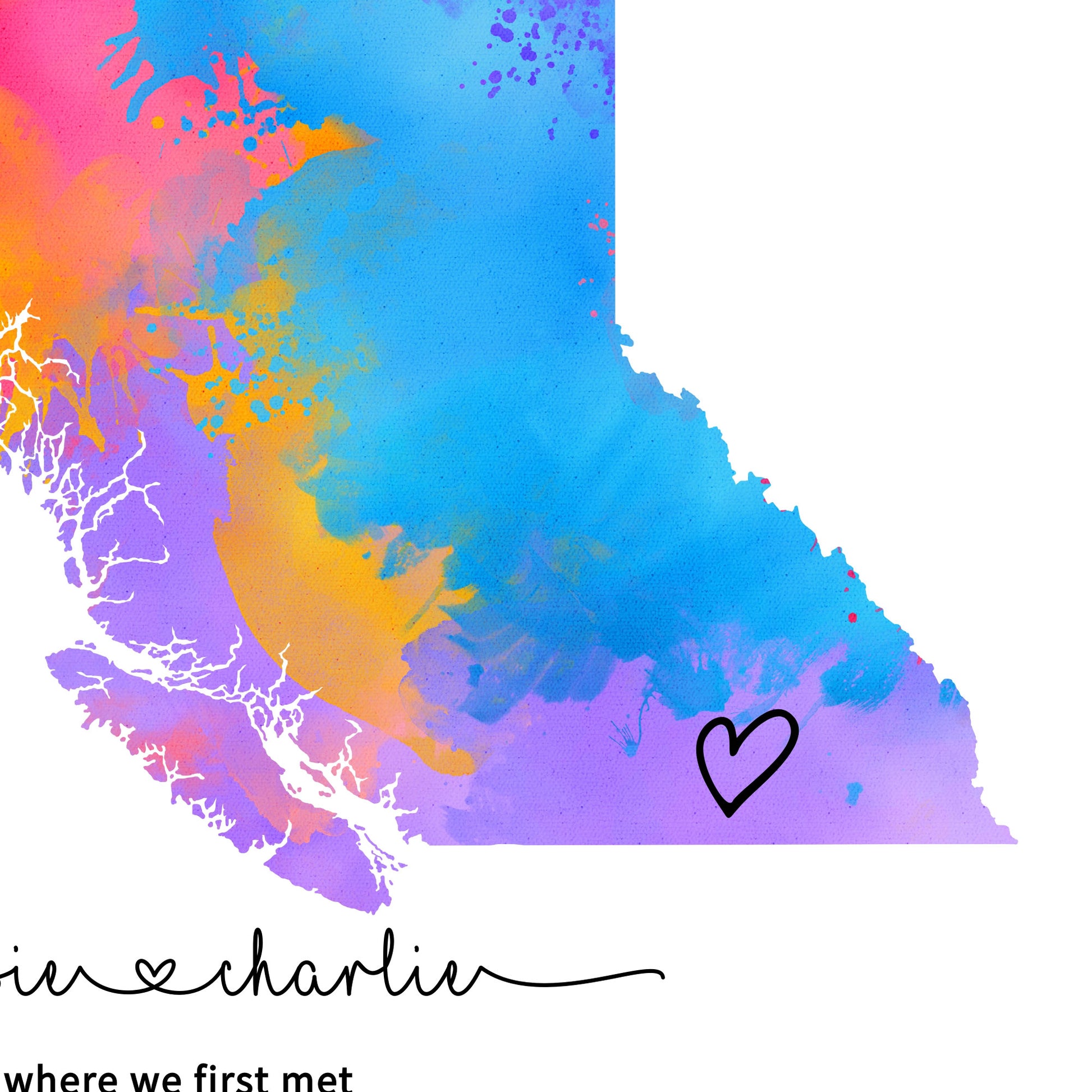 Rainbow British Columbia Map Template Up Close Details