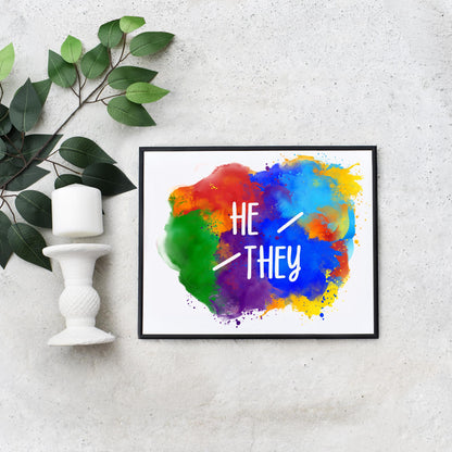 Easy Printable Gender Queer He They Printable Pronouns Wall Art