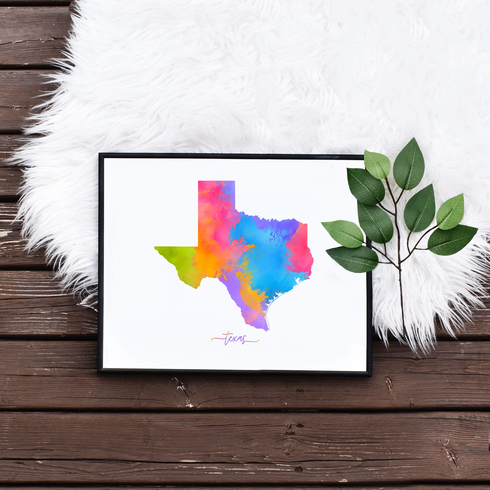 DIY Printable Colorful Texas State USA Travel Map
