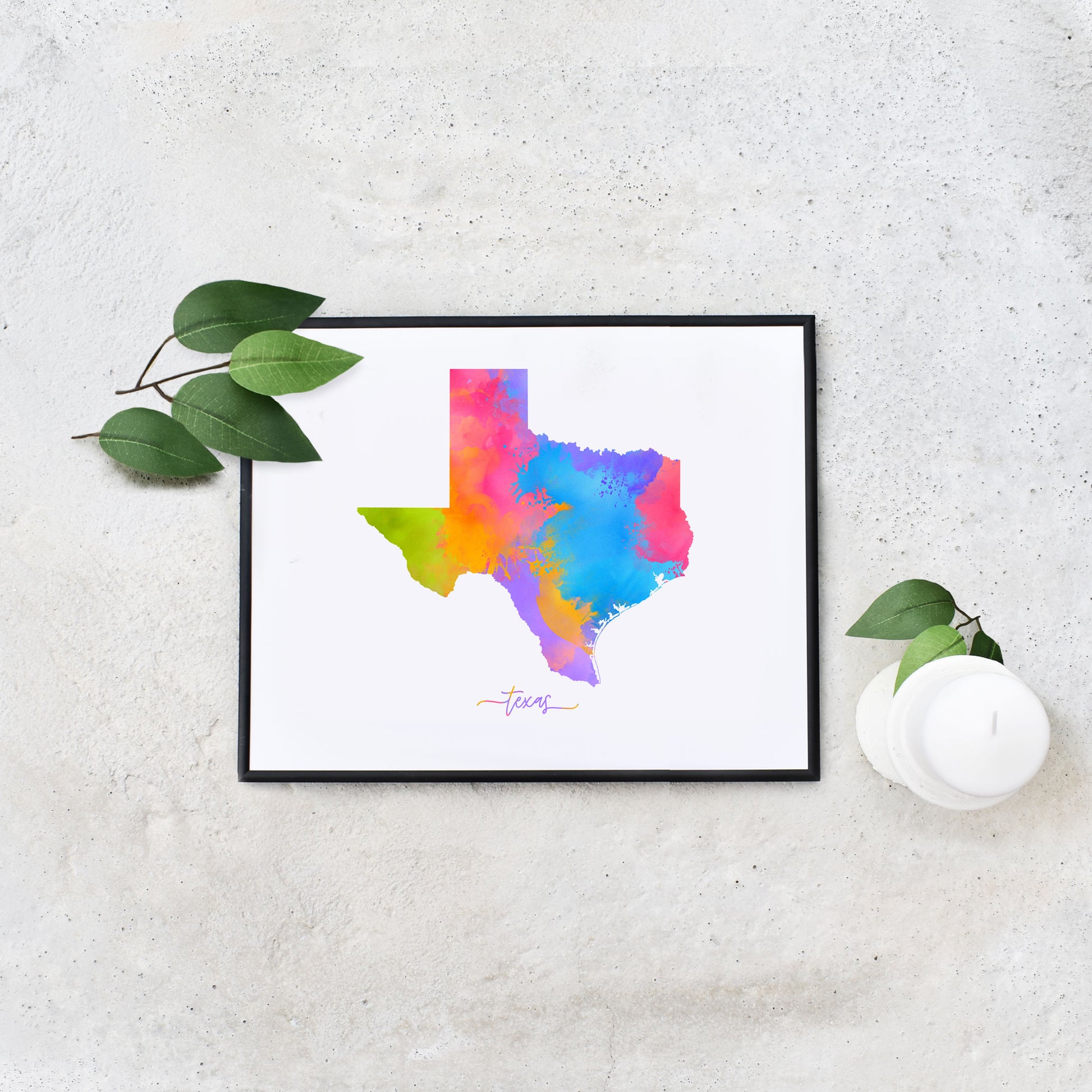 Easy Printable Rainbow Texas State Map by Playful Pixie Studio