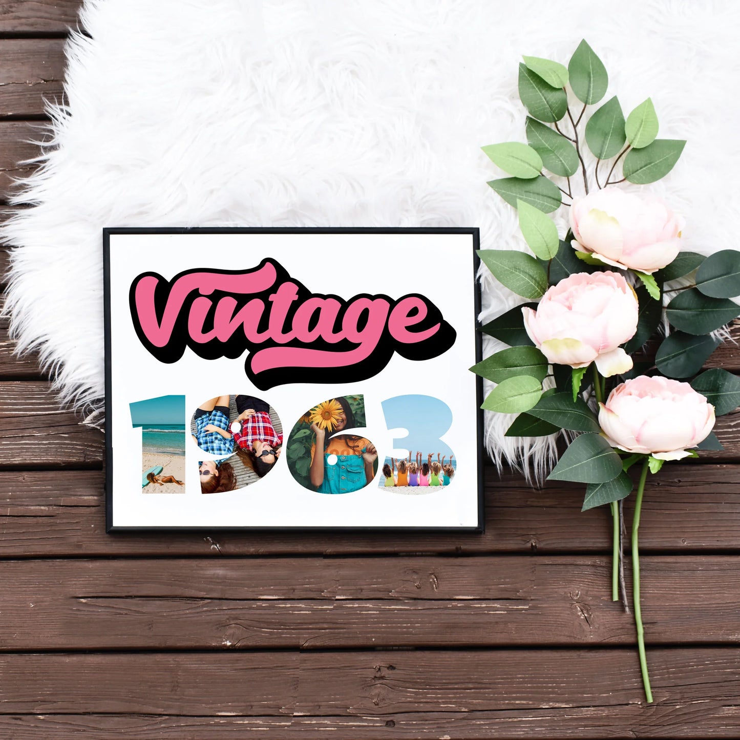 Quick DIY Vintage 1963 Collage Template Last Minute Gift on a Budget