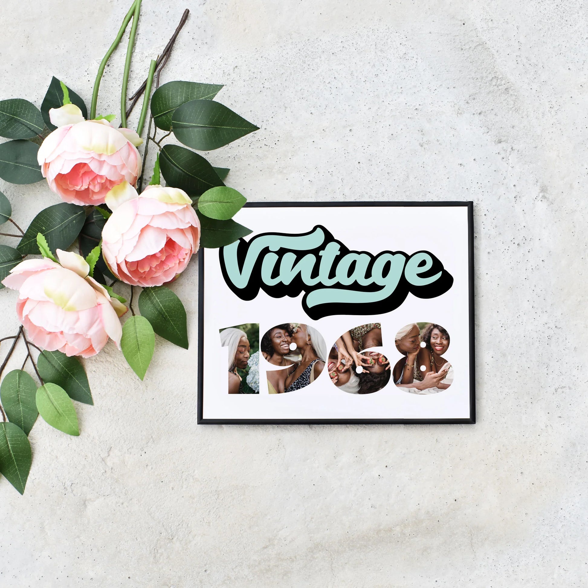 Quick DIY Vintage 1968 Birthday Photo Collage Budget Friendly Party Sign