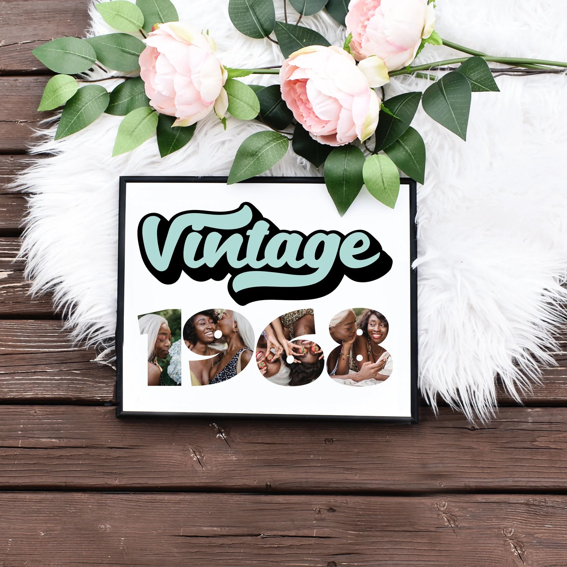 Editable Vintage 1968 Photo Collage Template by Playful Pixie Studio