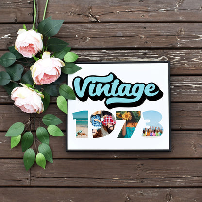 Editable Vintage 1973 Collage Template by Playful Pixie Studio