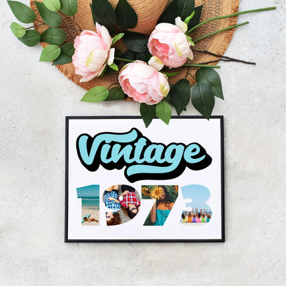 Easy Editable Vintage 1973 Photo Collage Personalized Gift