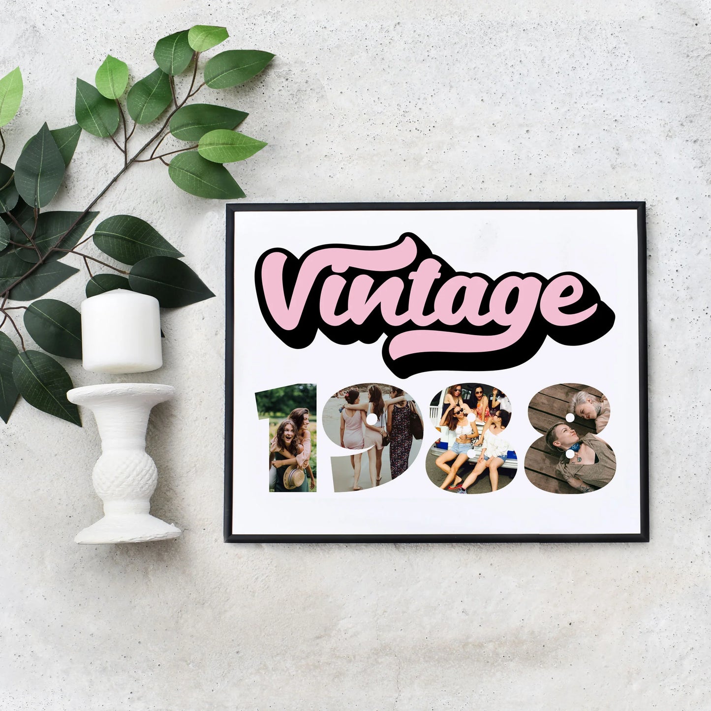 Quick Edit Yourself Vintage 1988 Birthday Photo Collage Budget Friendly Party Sign