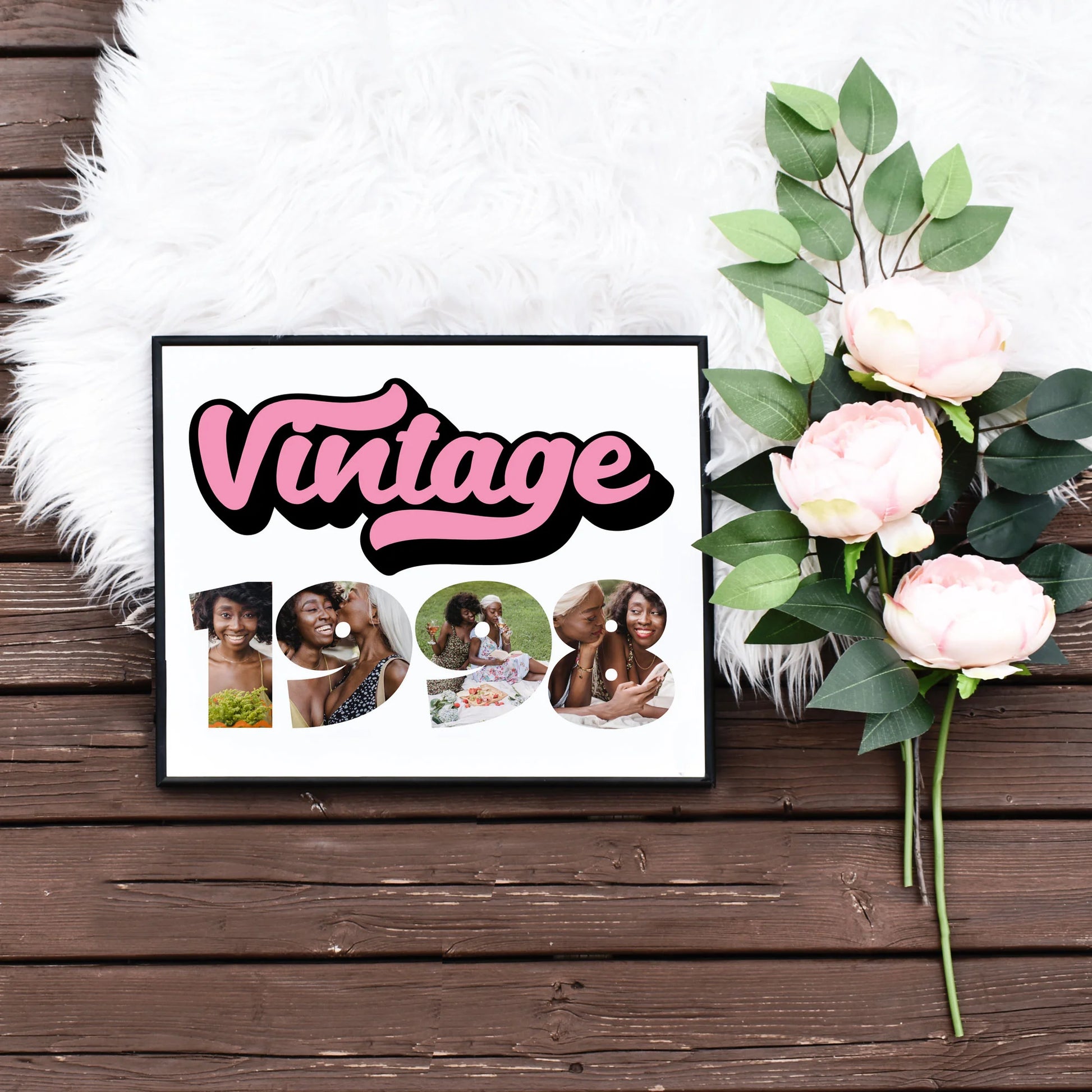 Quick Self Editable Vintage 1998 Photo Collage Budget Friendly Birthday Gift