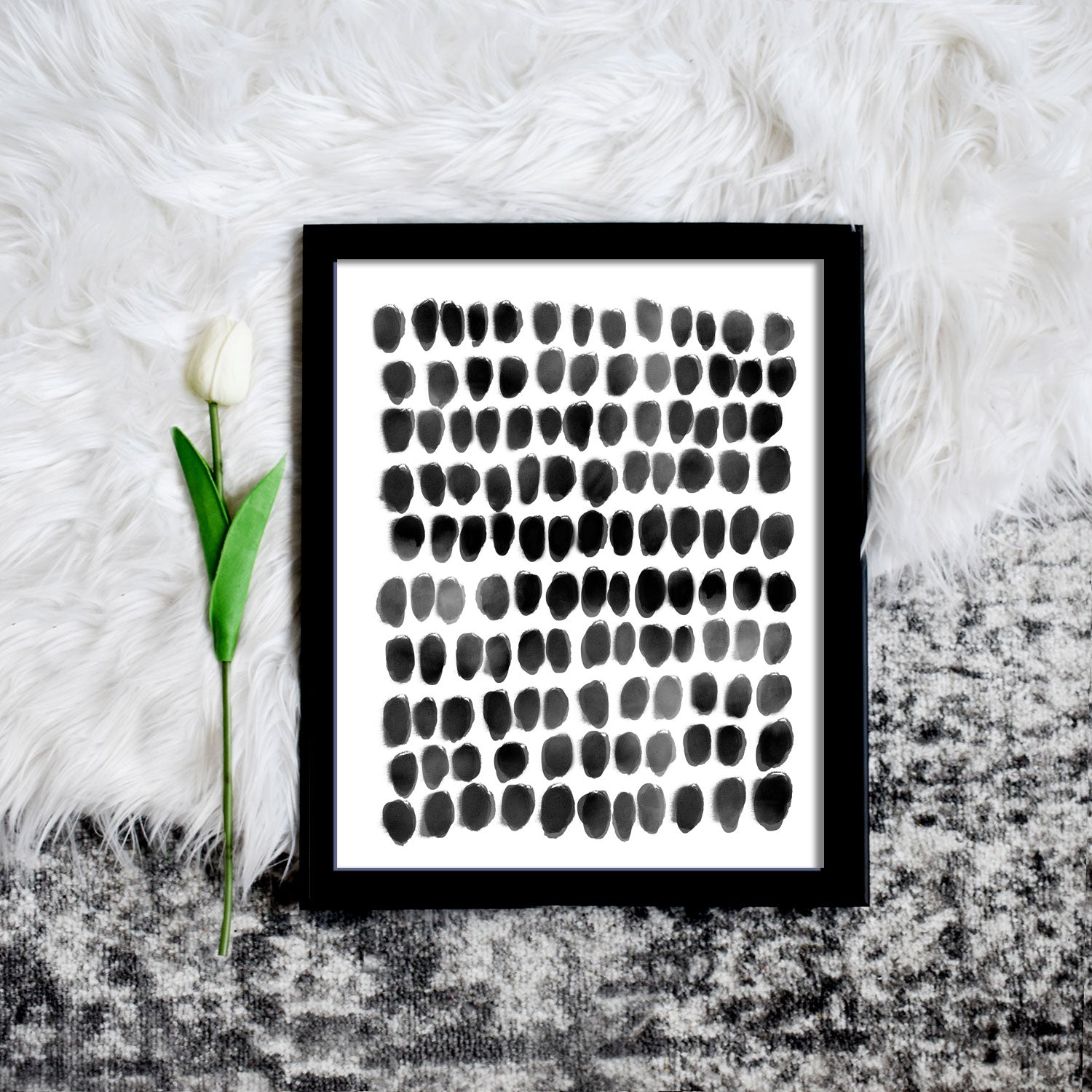 Modern Black Dots Abstract Printable Wall Art