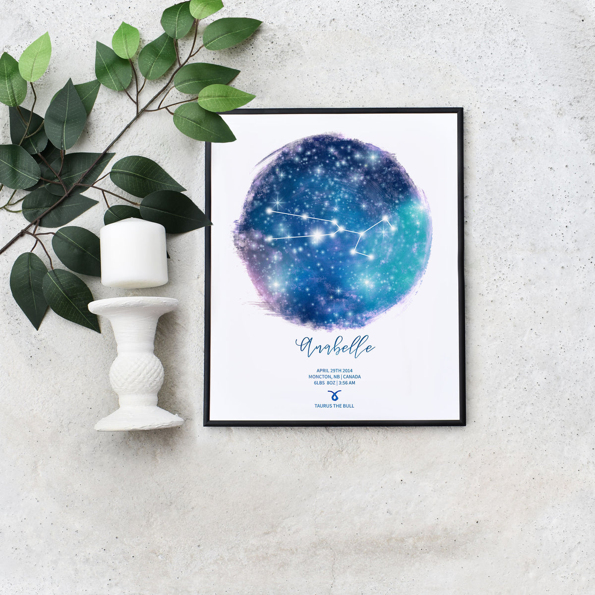 Editable Taurus Personalized Birth Stat Sign on a Budget