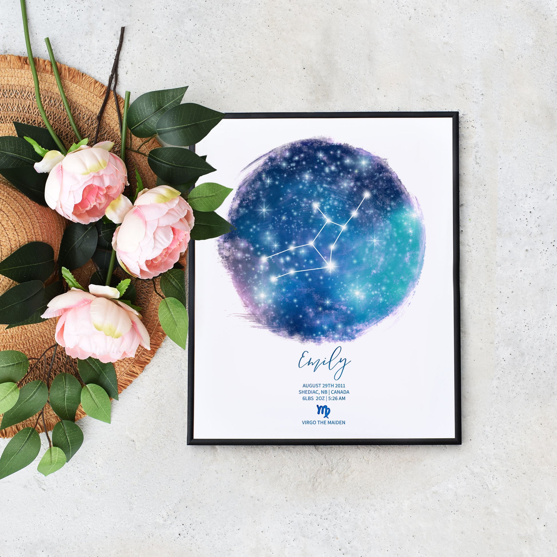 Easy DIY Virgo Birth Stats Personalized Gift for Baby
