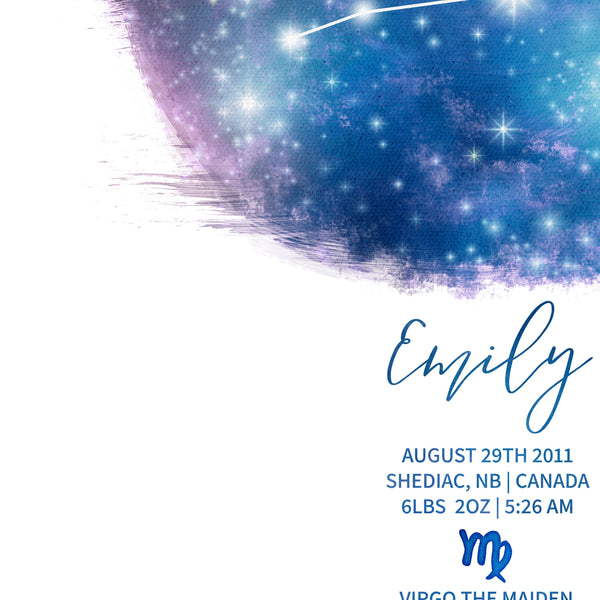 Editable Virgo Blue Night Sky Up Close
