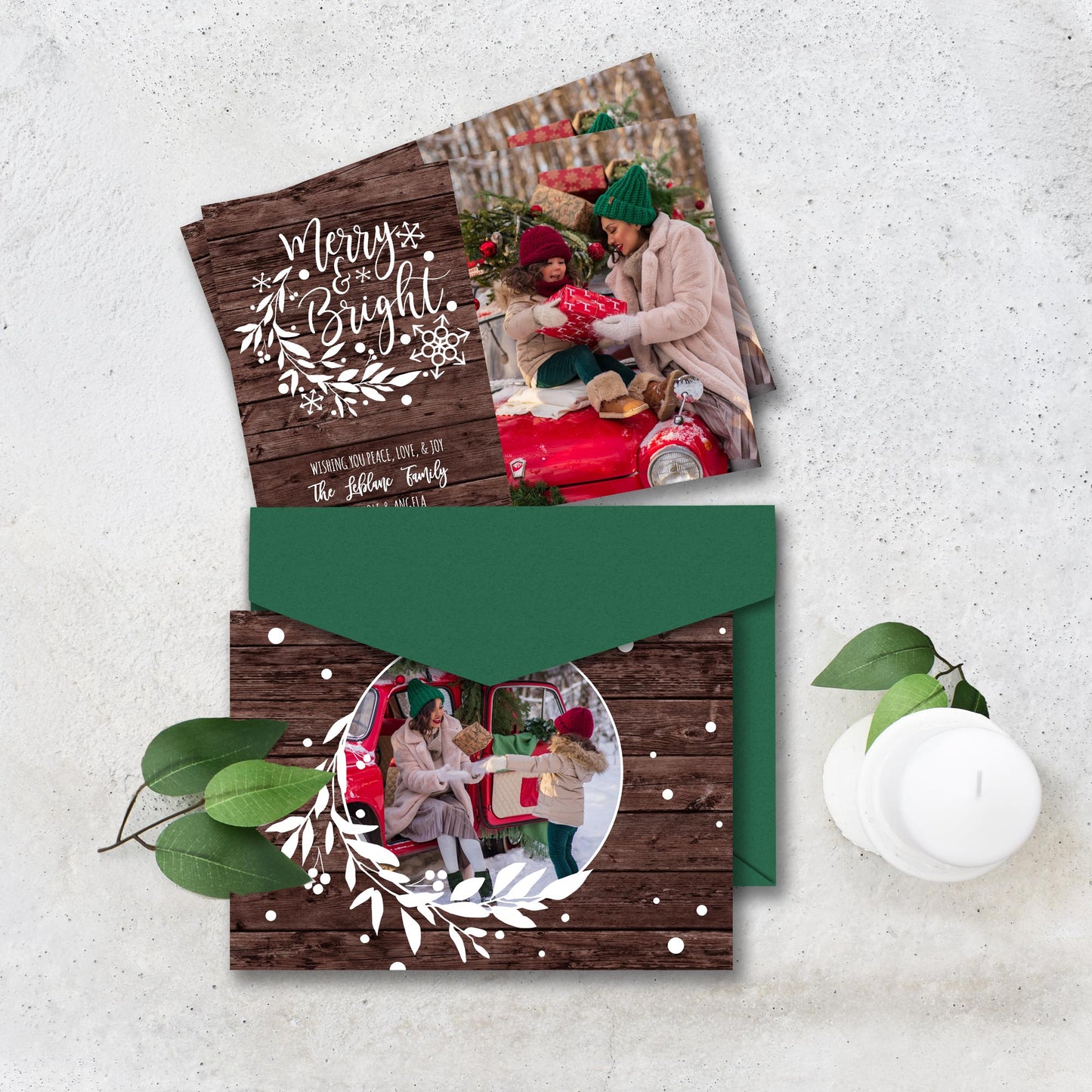 Affordable Merry and Bright Family Christmas Photo Card Template